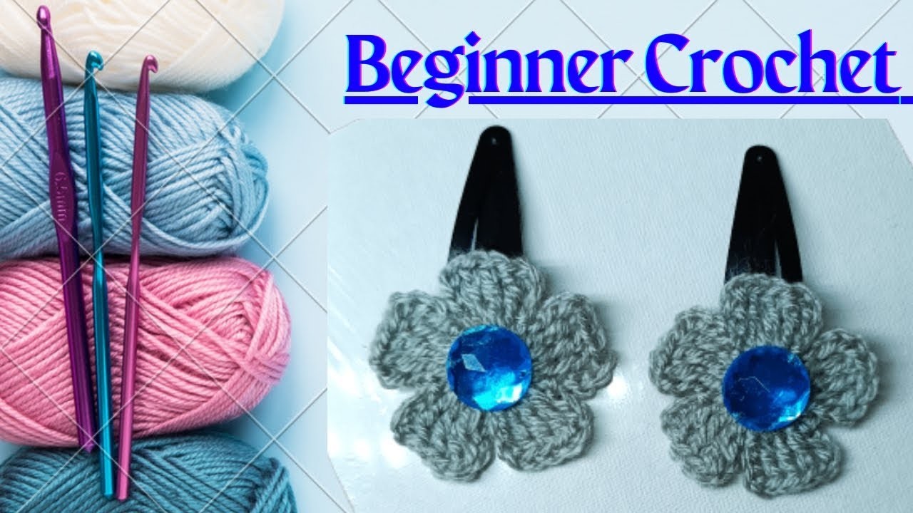 *EASY DIY* | How to Make Crochet Simple Flower Hair Clip | Easy Tutorial for Beginners