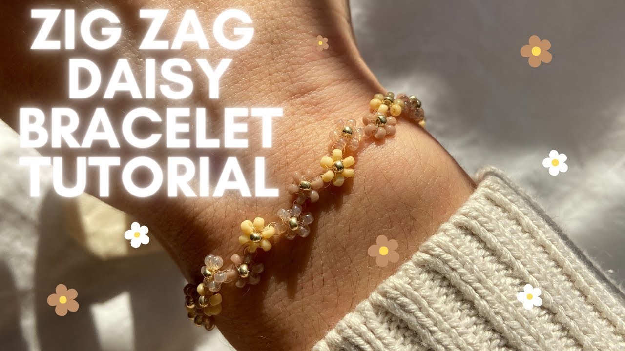 Easy Zig Zag Seed Beed Daisy Bracelet, DIY Tutorial