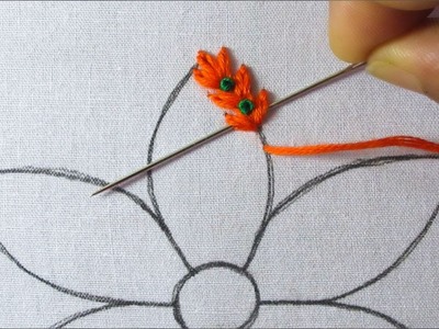 Hand embroidery amazing flower design fusion stitch super unique needle work flower embroidery tutor
