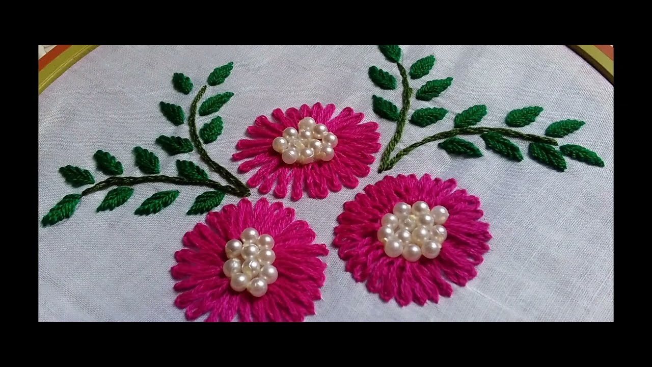 Hand embroidery tutorial!  easy flower stitch for dress. 