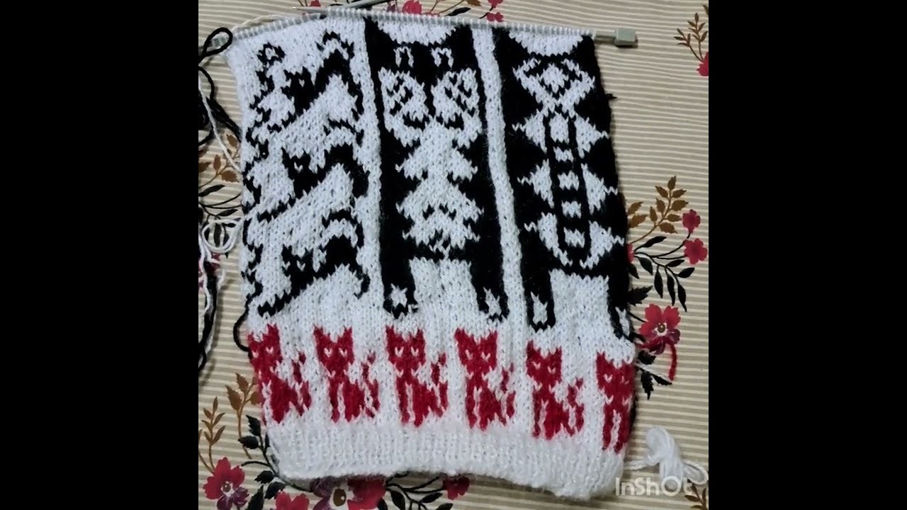 Knitting beautiful cat design for kids sweater part_2