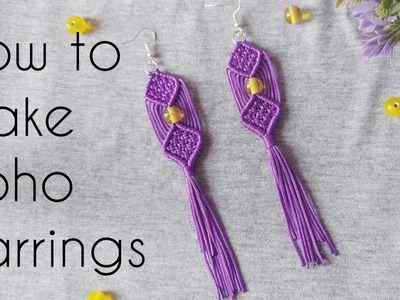 Macrame earrings | How to make boho earings | Micro Macrame earings | Macrame tutorial in easy steps