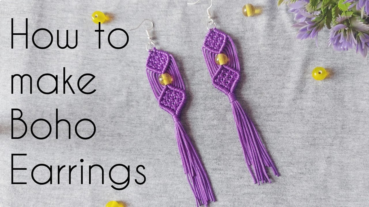 Macrame earrings | How to make boho earings | Micro Macrame earings | Macrame tutorial in easy steps