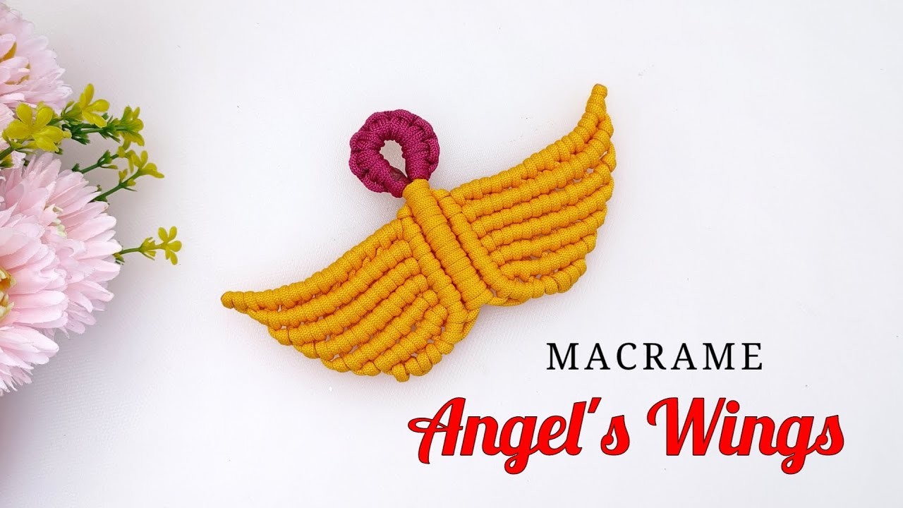 Macramé keychain Angel's Wings | Angel's wings Macramé Keychain for beginners