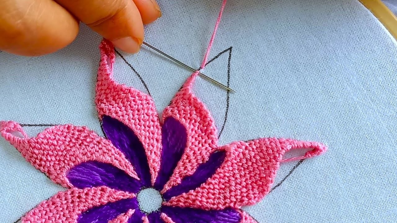 Modern Hand Embroidery,Super Cute Fluffy stitch ,trellish stitch flower design needle art part 2