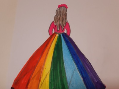 Oddly Satisfying Drawing Coloring Rainbow Princess Dress. Coloring Tutorial