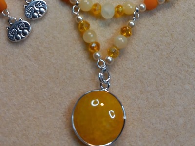 Orange and cream Pendant (Bead Box Bargains) necklace,  bracelet and earrings set