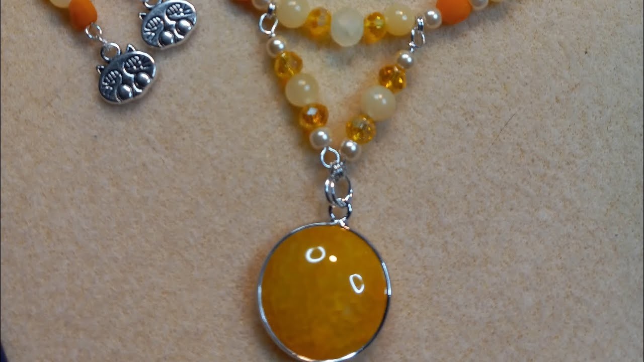 Orange and cream Pendant (Bead Box Bargains) necklace,  bracelet and earrings set