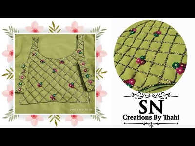 Party Wear Yoke Design|| Beads work|| French Knot Design @sncreationsbythahisaif