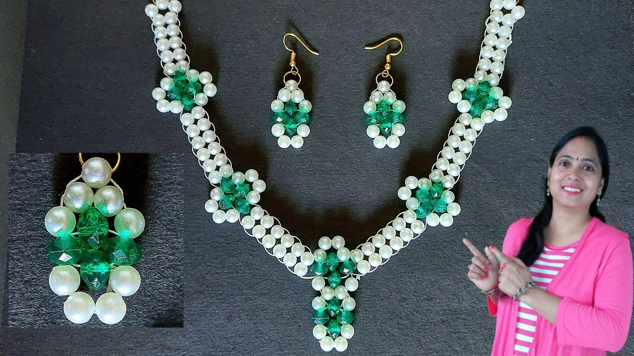 Pearl Necklace Making  | Handmade  Pearl Jewelry Set | New Ear Rings Design