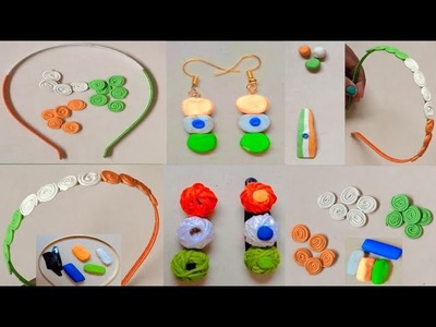 4-diy republic day jewellery.jewellery making at home#clay craft# tricolor jewellery ideas #homemade
