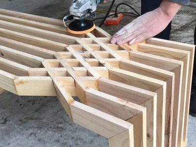 A Perfect Woodworking Design Project - Making a Slatted Modern Bench for our home DIY