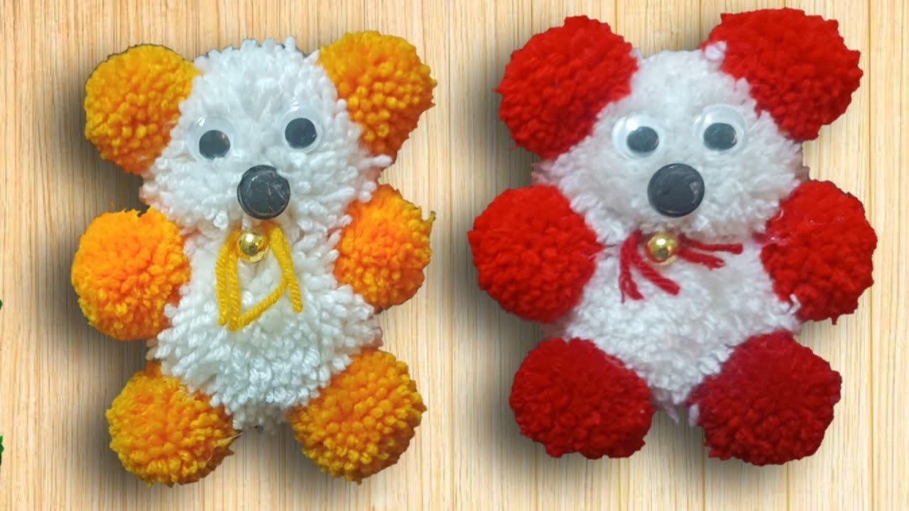 Amazing Teddy Bear Making with Wool -  Pom Pom Teddy Bear Making - How to make a Pompon Bear ????????