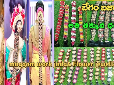BEGUMBAZAR latest maggam work jada#flower jewellery #latest readymade jada#hair accessories.