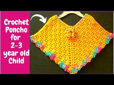 Crochet Baby Poncho | How to Crochet Baby Poncho for 2-3 year old girl | Crochet Poncho Tutorial