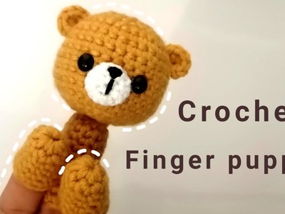 Crochet cute finger puppet bear ( free amigurumi pattern)