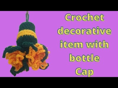 Crochet decorative item with bottle cap