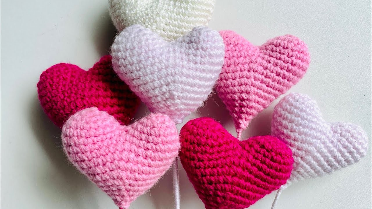 Crochet heart on stick