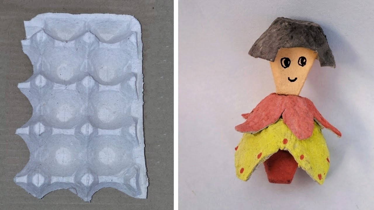 Egg Carton Craft Idea | Egg Carton Doll Making