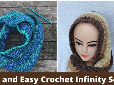 Fast and Easy Crochet Infinity Scarf Tutorial. One Round Repeat!