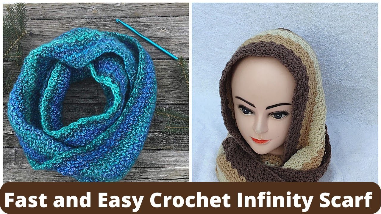 Fast and Easy Crochet Infinity Scarf Tutorial. One Round Repeat!