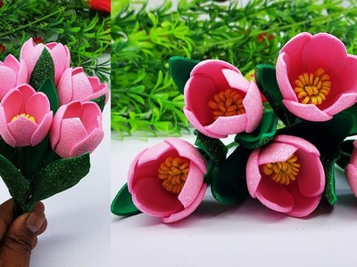 Foam Paper Flower Bouquet.Valentine's Gift Ideas.Flower Bouquet Making at Home