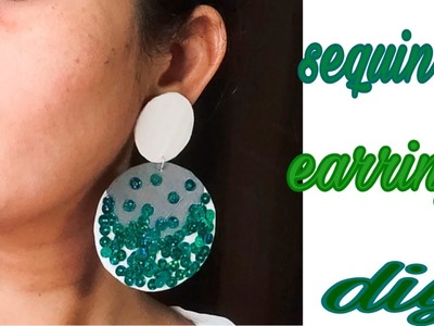 Green sequence fabric earrings handmade earrings simple diy make jewelry make money