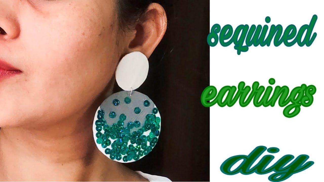 Green sequence fabric earrings handmade earrings simple diy make jewelry make money