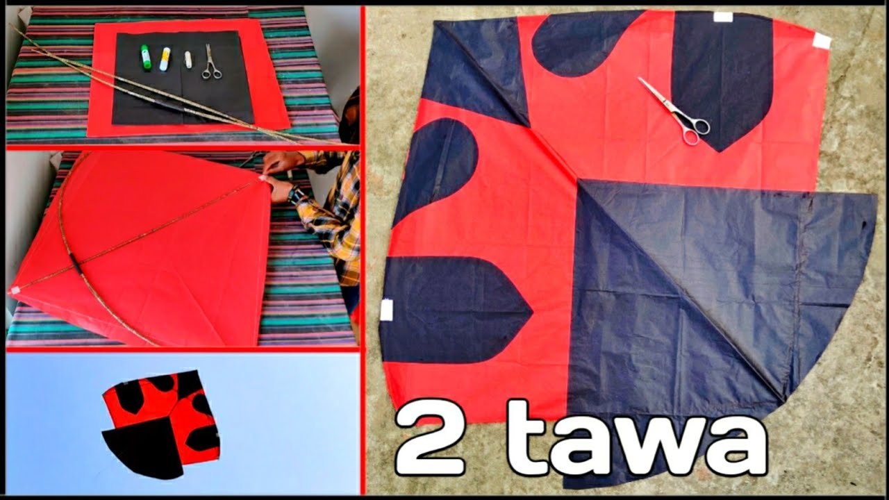 How To Make 2 Tawa Big Kite At Home With Flying Tutorial | Kitekite | DIY Craft | Patang Lover