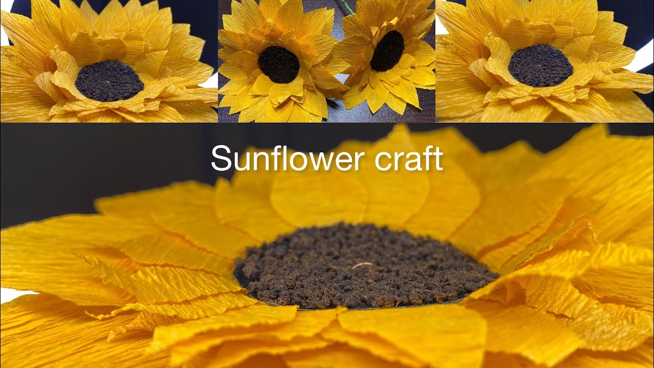 How to make artificial sunflower with crape paper | sunflower craft | flower making #craft #trending