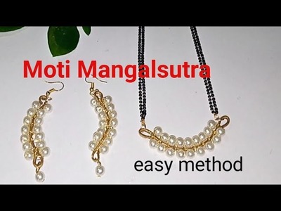 How to make Pearl mangalsutra at home|| Moti mangalsutra with earrings making