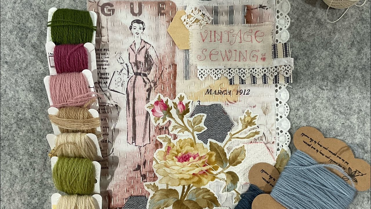 Part 2 Vintage sewing techniques feat. Tim Holtz fabrics #vintageblendstudio #slowstitch #timholtz