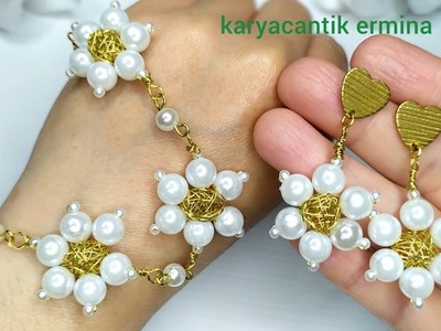Pearl bracelet making. diy pearl bead earrings. jewelry sets