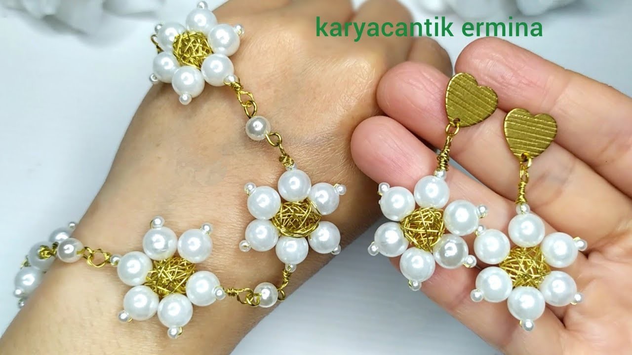 Pearl bracelet making. diy pearl bead earrings. jewelry sets