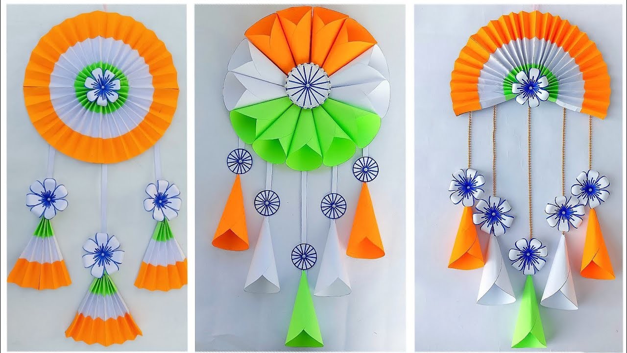 Tricolor Wall Hanging Craft. Republic day wall decoration ideas. 26th January special craft. 