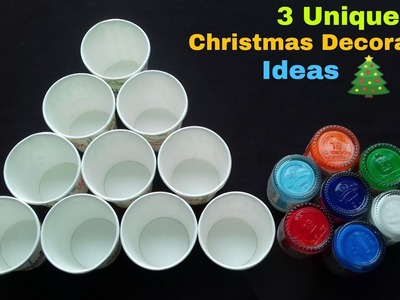 3 Economical Christmas Decoration Ideas With Paper Cups | Christmas Craft Making With Cardboard