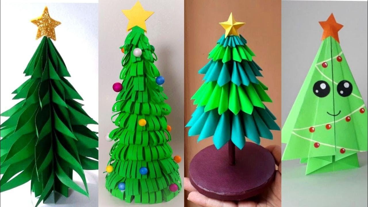 4 types of Paper Christmas Tree, How to make Christmas Tree with Paper ...
