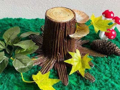 Amazing tree stump and garden making | termocol and tissue craft ideas