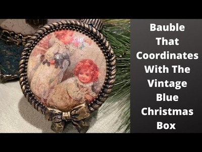 Bauble That Coordinates With Vintage Blue Christmas Box