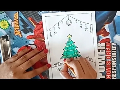 Christmas card making at home.  simple Christmas card ???? .  easy craft for kids