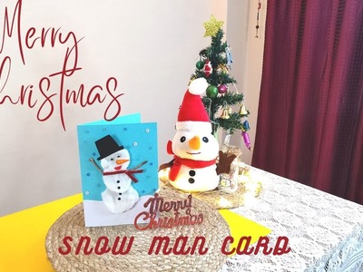 DIY Christmas greeting card. last minute card making idea. 3D snowman☃️card.simple and easy steps .