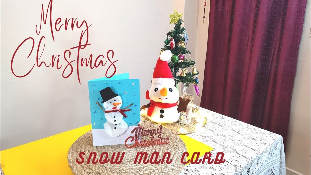 DIY Christmas greeting card. last minute card making idea. 3D snowman☃️card.simple and easy steps .