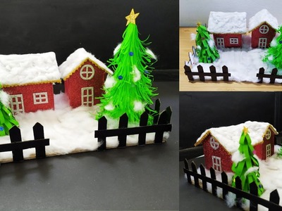 DIY Christmas House With Cardboard.How to make a Christmas house.Christmas Village