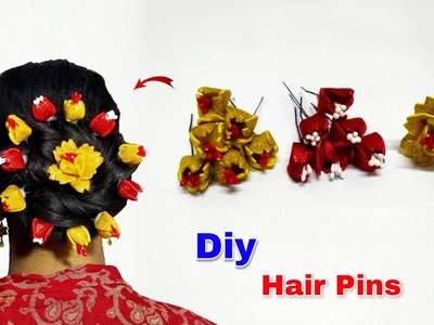 Diy Hair Pins || Hair Accessories Making At Home || Homemade Hair Pins