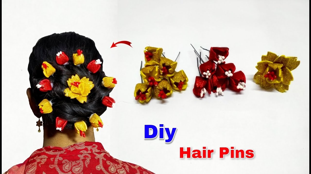 Diy Hair Pins || Hair Accessories Making At Home || Homemade Hair Pins