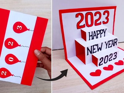Happy new year card 2023 || DIY New year pop up greeting card || How to make new year greetings card