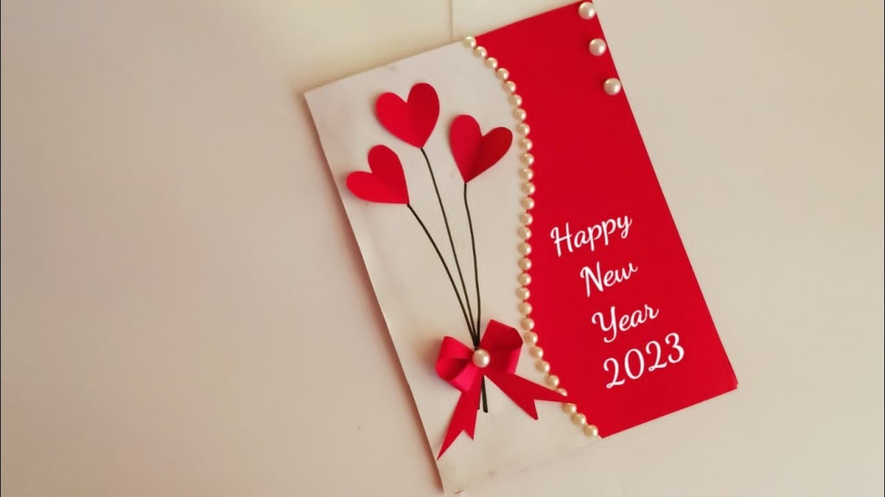 Happy New year card 2023 | How to make New year greeting card | New year card making handmade easy