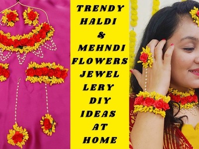 How To Make trendy Haldi Mehndi Flowers Jewelry at Home | Beautiful Haldi.mehandi jewellery making