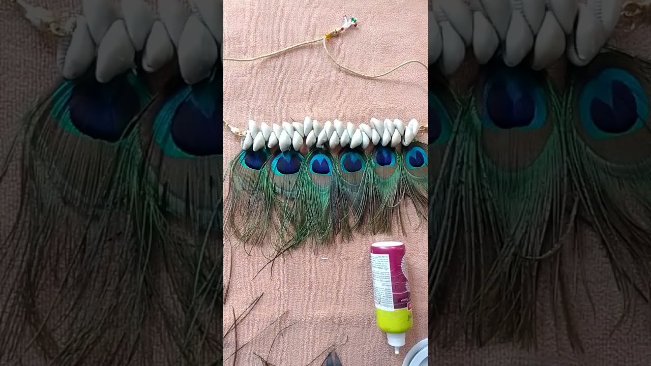 Shell jewellery making.feather jewellery making. morpankh jewellery. peacock feather jewellery