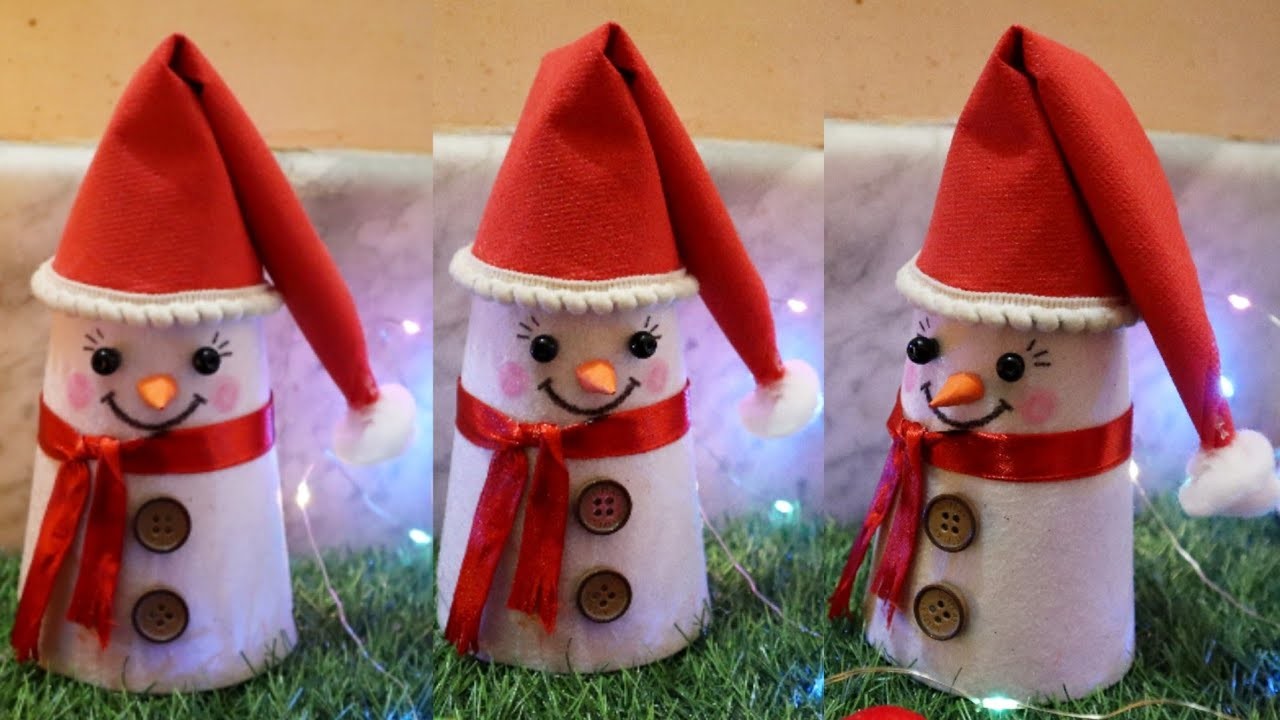 Snowman Making.Snowman from Paper Cup.Christmas Decoration ideas #snowmancraft #snowmanmaking